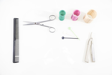 Hair curler on white background