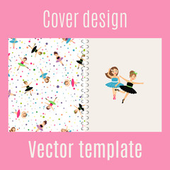 Ballerina and confetti pattern cover design