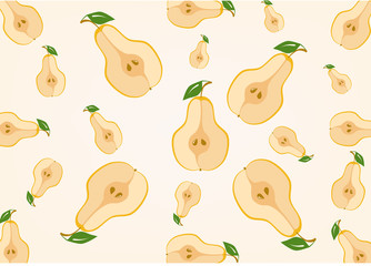 Seamless pattern with watercolor pears