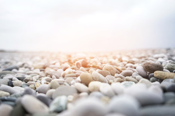 Sea stones close up summer background - 145083478