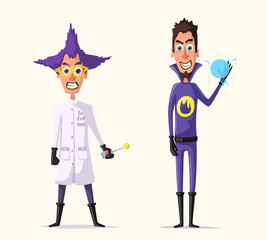 Crazy villains. Cartoon vector illustration.