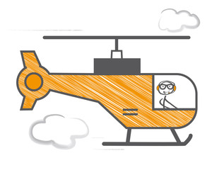 Strichmännchen fliegt Rettungshubschrauber