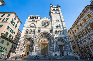 GENOA (GENOVA) ITALY APRIL 12, 2017 - Saint Lawrence cathedral, (Cattedrale di San Lorenzo)  Genoa,...