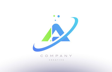 a alphabet green blue swoosh letter logo icon design