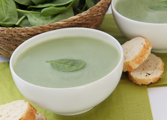 Spinach soup. Spring vegetable soup.