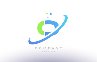 Obraz premium o alphabet green blue swoosh letter logo icon design