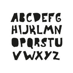 Alphabet. Hand drawn letters, doodle, rough edge. Vector illustration, isolated on white background.