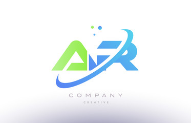 ar a r alphabet green blue swoosh letter logo icon design