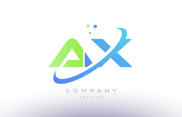 ax a x alphabet green blue swoosh letter logo icon design