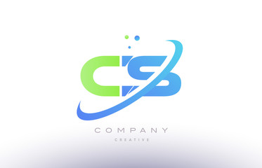 cs c s alphabet green blue swoosh letter logo icon design