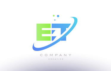 Fototapeta premium et e t alphabet green blue swoosh letter logo icon design