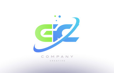 gc g c alphabet green blue swoosh letter logo icon design