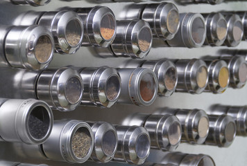 metallic spice cans