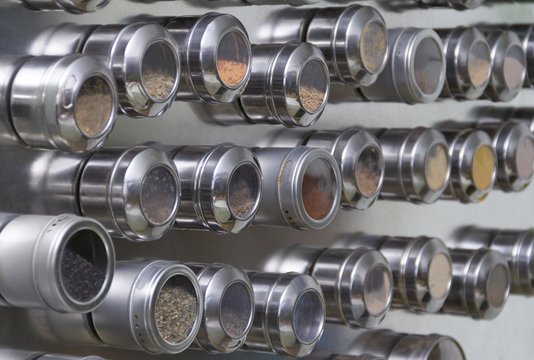 metallic spice cans