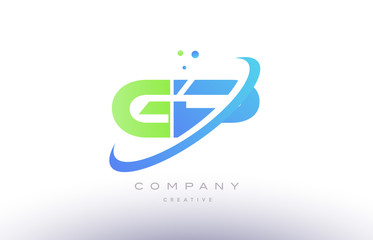 gp g p alphabet green blue swoosh letter logo icon design