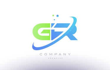 gr g r alphabet green blue swoosh letter logo icon design