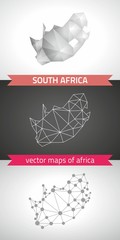 South Africa collection of vector design modern maps, gray and black and silver dot contour mosaic 3d map