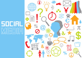 set of vector flat design social media icons isolated on white background