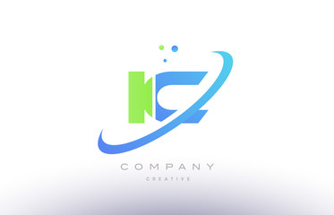 ic i c alphabet green blue swoosh letter logo icon design