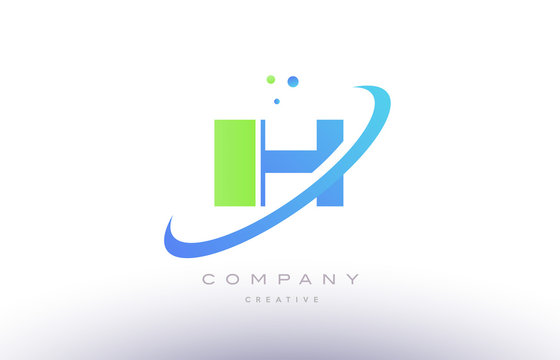 Ih I H Alphabet Green Blue Swoosh Letter Logo Icon Design