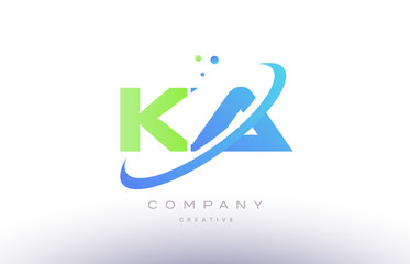 ka k a alphabet green blue swoosh letter logo icon design - obrazy, fototapety, plakaty