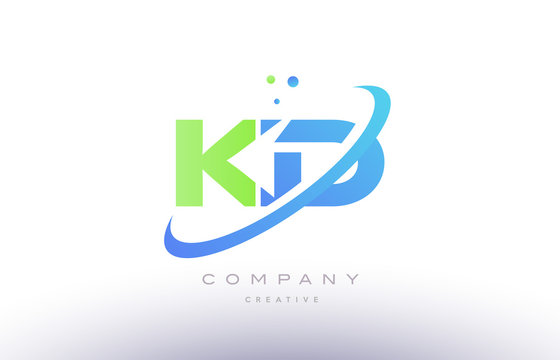 kd k d alphabet green blue swoosh letter logo icon design