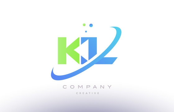 kl k l alphabet green blue swoosh letter logo icon design