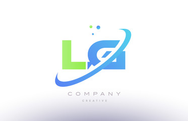 lg l g alphabet green blue swoosh letter logo icon design