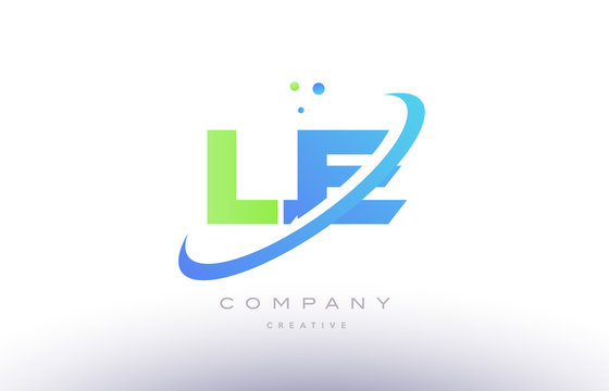 le l e alphabet green blue swoosh letter logo icon design