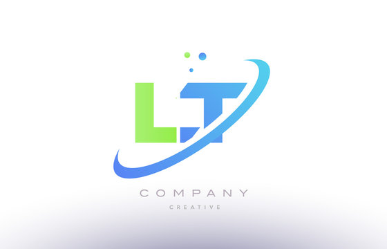 lt l t alphabet green blue swoosh letter logo icon design