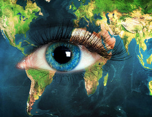 Eye integrated with the world map.