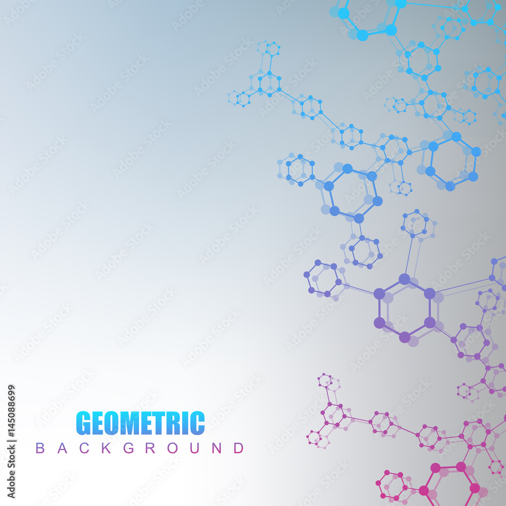 Poster geometric abstract background with connected line and dots. scientific concept for your design. vect