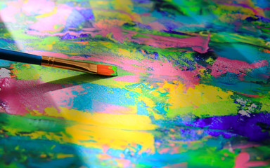 Closeup background of brush and palette.