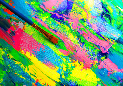 Closeup background of brush and palette.