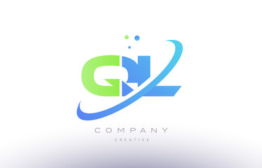 ql q l alphabet green blue swoosh letter logo icon design