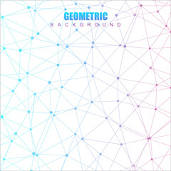 Geometric abstract background with connected line and dots. Scientific concept for your design. Vector illustration