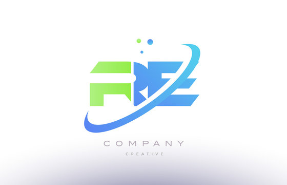 re r e alphabet green blue swoosh letter logo icon design