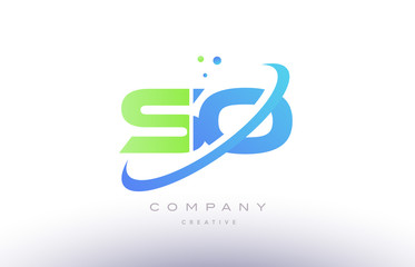 so s o alphabet green blue swoosh letter logo icon design
