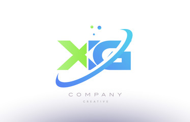 xg x g alphabet green blue swoosh letter logo icon design