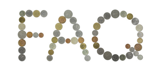 FAQ – Coins on white background