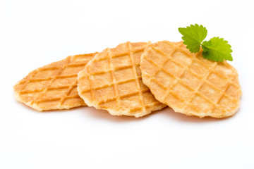 Sweet waffle on the white background.