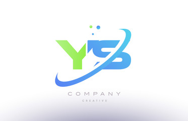 ys y s alphabet green blue swoosh letter logo icon design