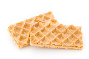 Waffle with crem isolated on white background.