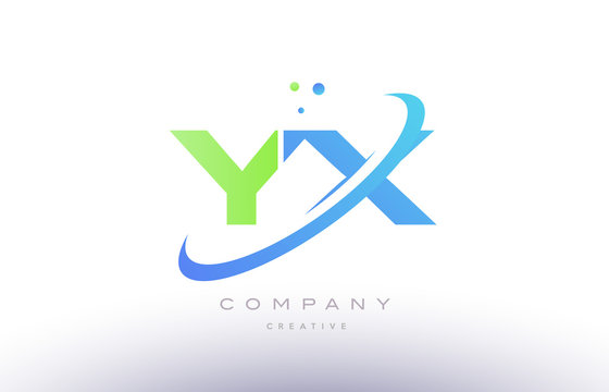 yx y x alphabet green blue swoosh letter logo icon design