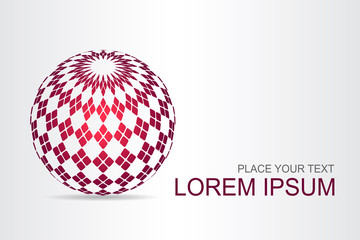 Logo stylized spherical surface with abstract shapes