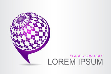 Logo stylized spherical surface with abstract shapes