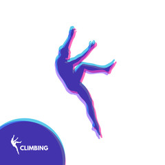 Rock climber silhouettes. Bouldering sport. Vector illustration for design.