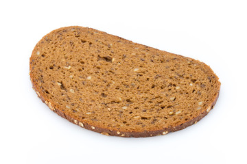 Slices of rye bread isolated on white background.