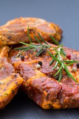 Pork chops, pepper and rosemary marinade.
