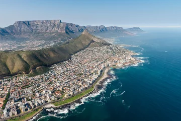 Gordijnen Cape Town aerial shot with focus on Sea Point © HandmadePictures